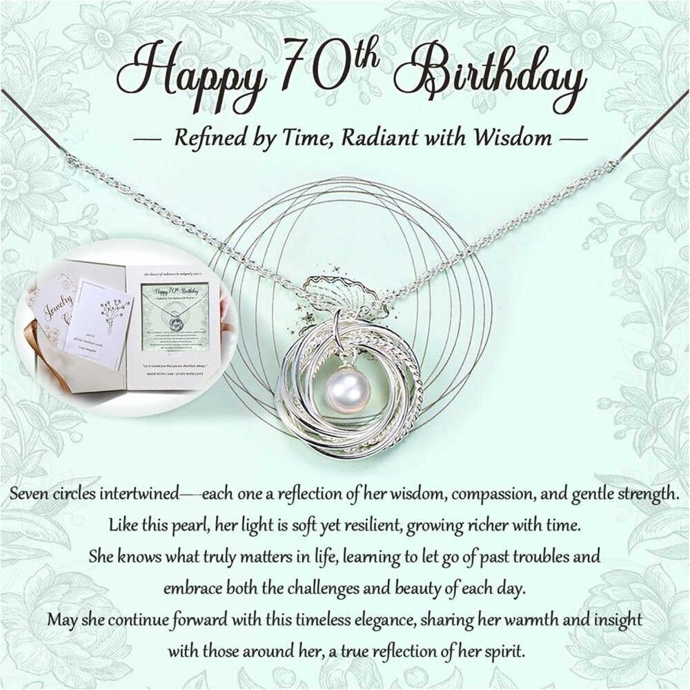Sterling Silver Pearl Necklace 30th-90th Birthday Gift for Women Mom Aunt